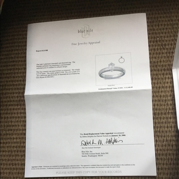 SOLD Blue Nile Pear Shaped Diamond Solitaire Sz 5.75 - Picture 7 of 11